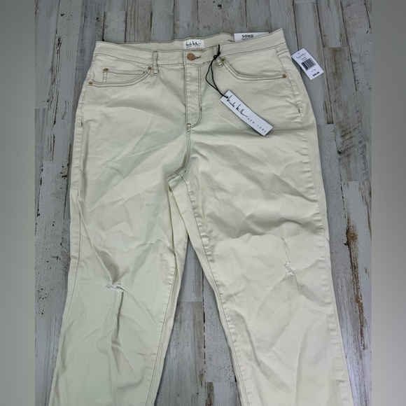 Nicole Miller New York Denim Jeans Womens 14 Cream High Rise Ankle Slim Raw Soho - Picture 2 of 11